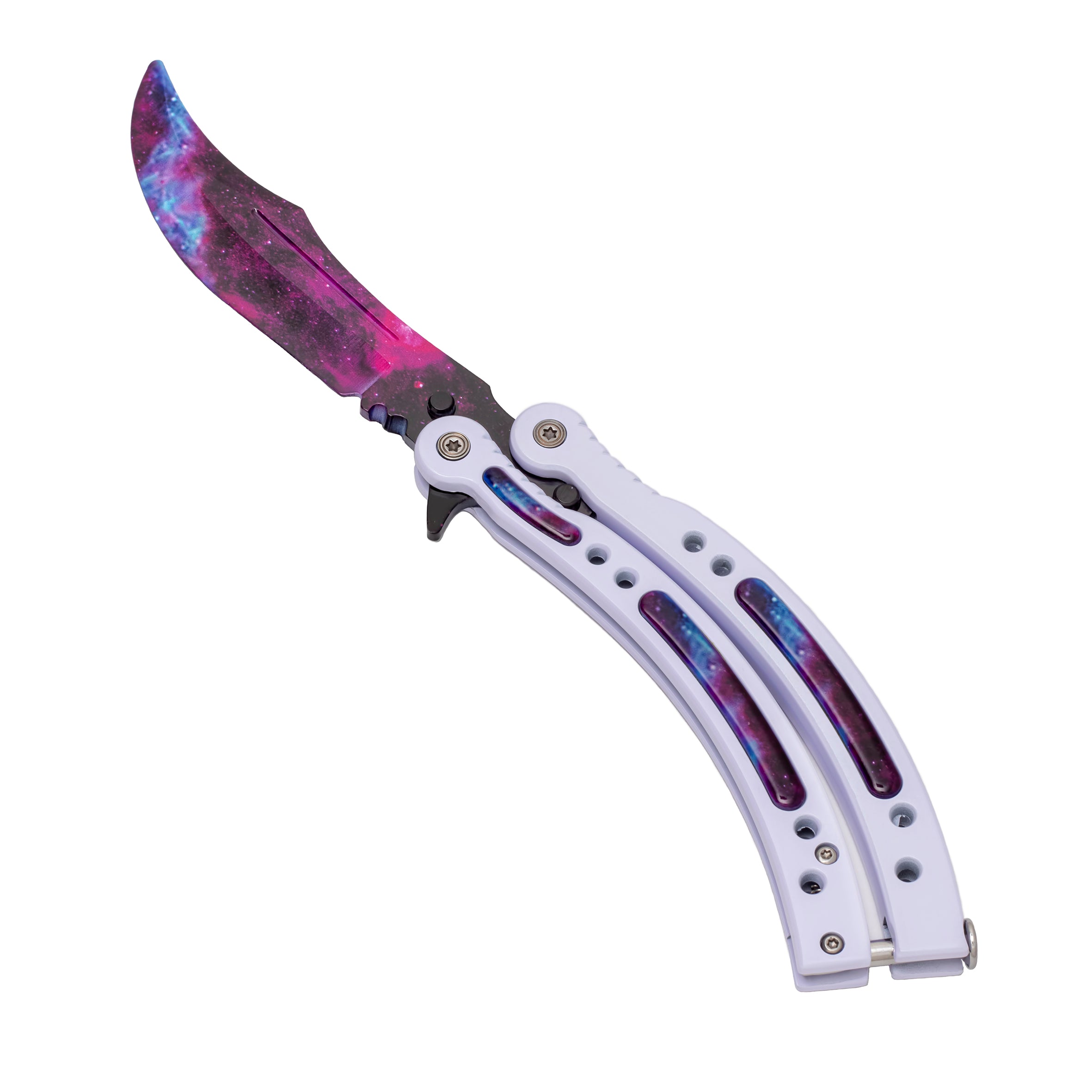 Butterfly knife White Galaxy