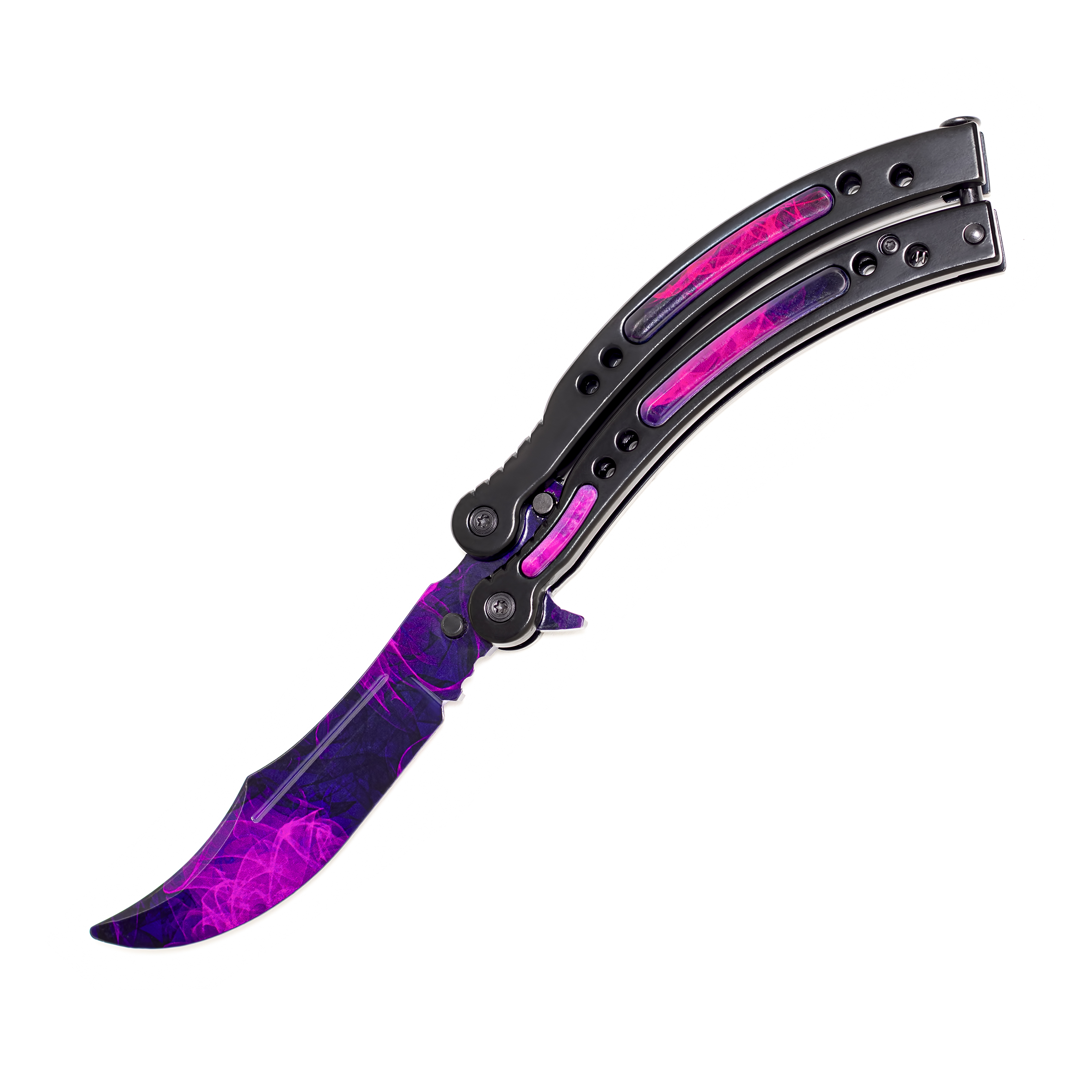 butterfly knife with rose design